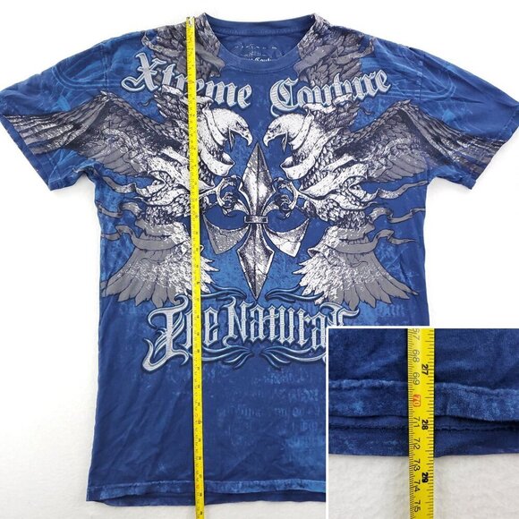 Xtreme Couture T-Shirt AOP Y2K Randy Natural MMA Eagles Fleur De Lis Large - Picture 6 of 10